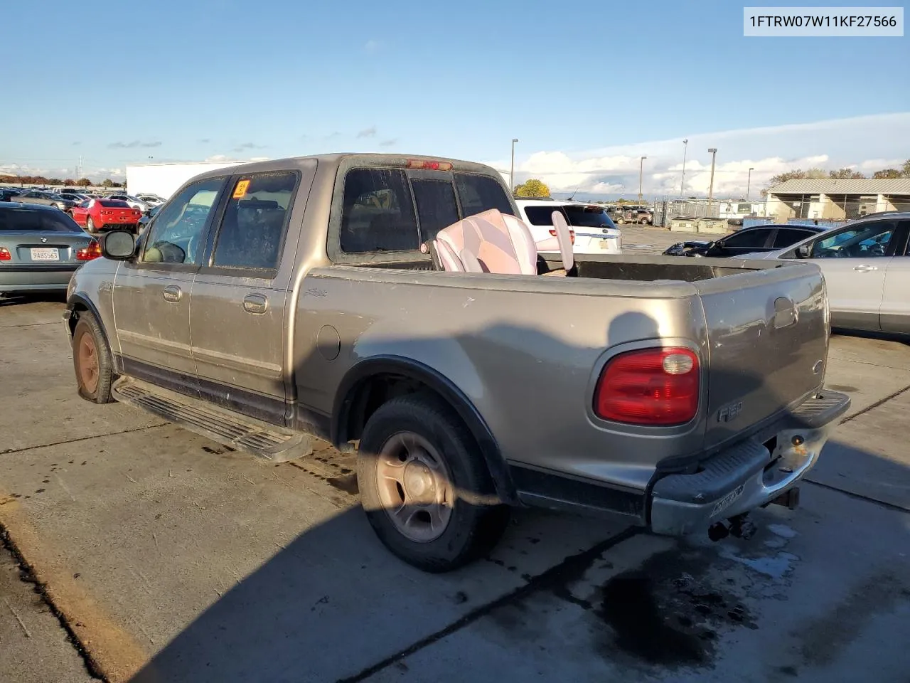 2001 Ford F150 Supercrew VIN: 1FTRW07W11KF27566 Lot: 80169654