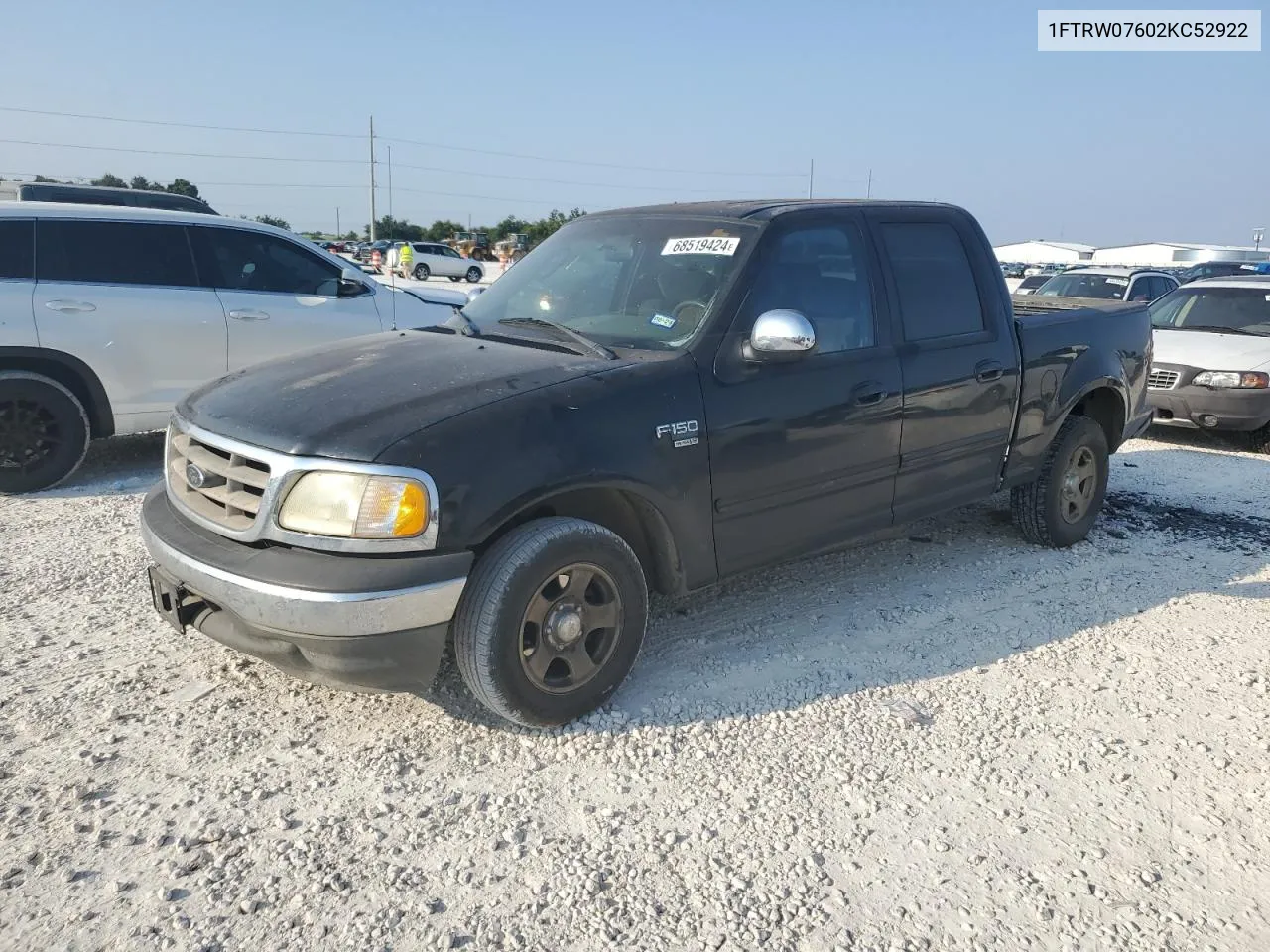 2002 Ford F150 Supercrew VIN: 1FTRW07602KC52922 Lot: 68519424