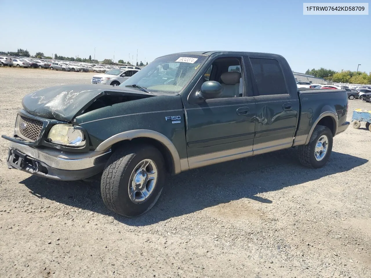 2002 Ford F150 Supercrew VIN: 1FTRW07642KD58709 Lot: 69243374