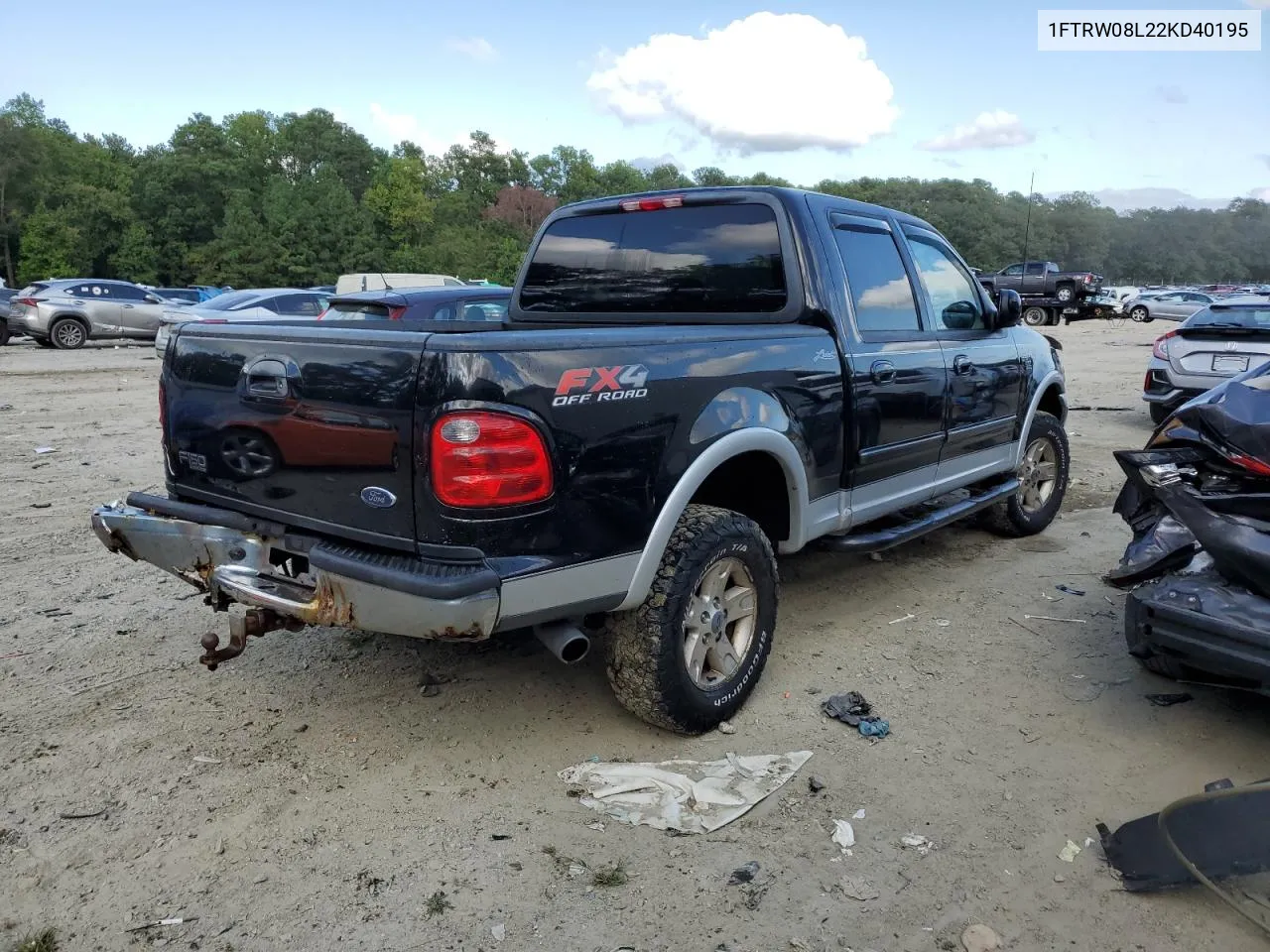 2002 Ford F150 Supercrew VIN: 1FTRW08L22KD40195 Lot: 70277744