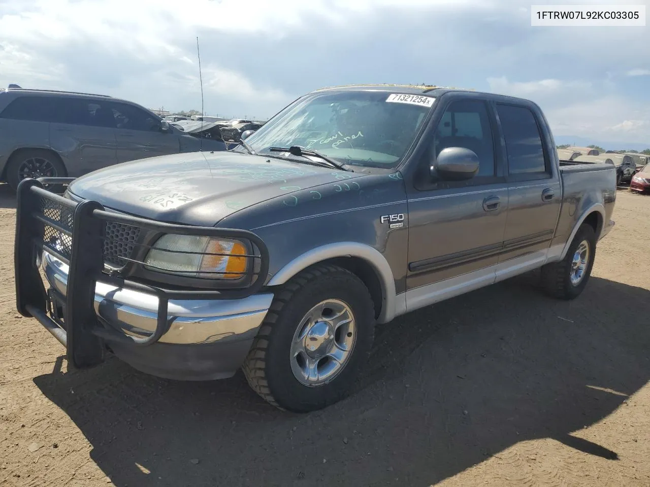 2002 Ford F150 Supercrew VIN: 1FTRW07L92KC03305 Lot: 71321254