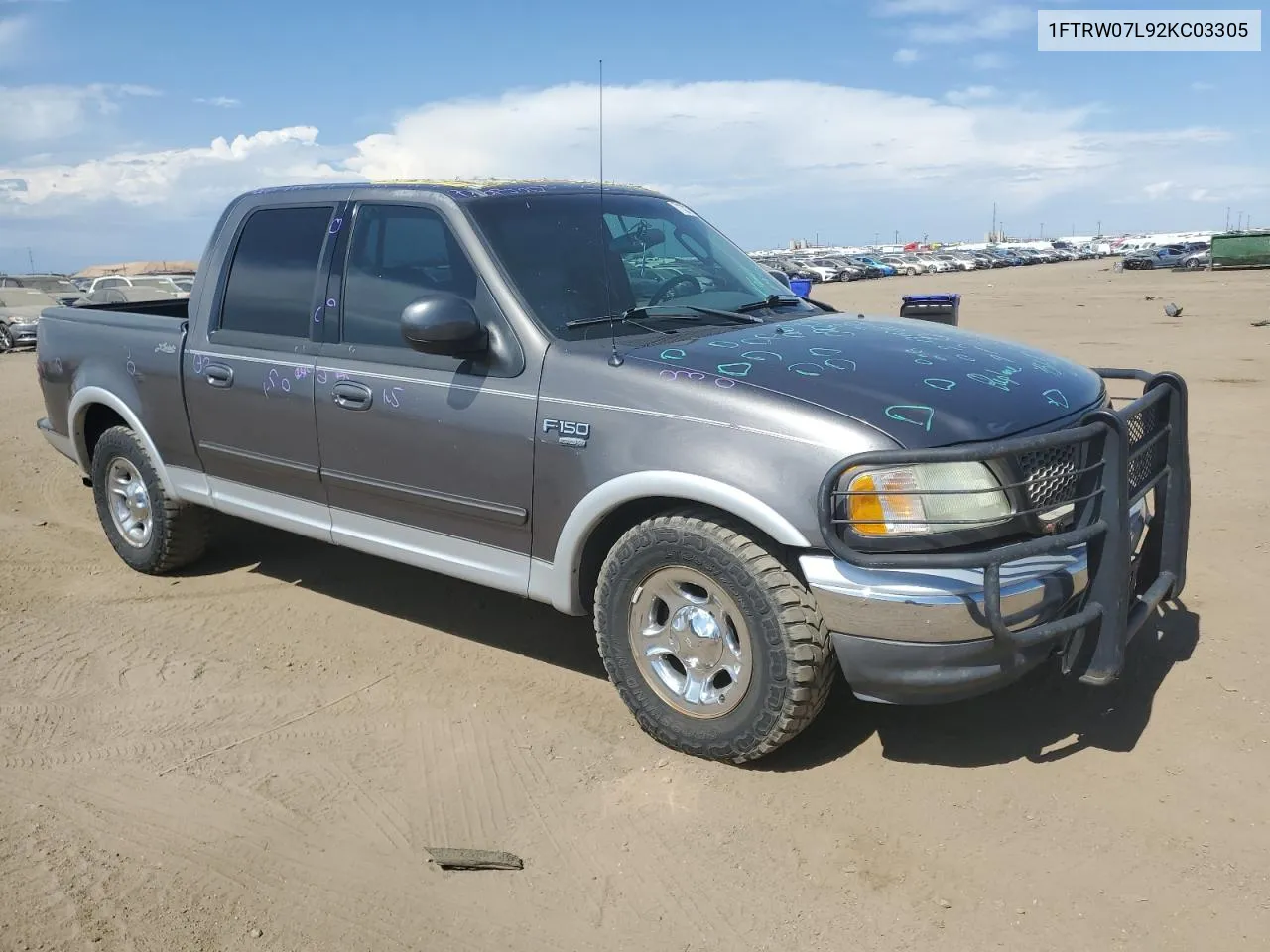 2002 Ford F150 Supercrew VIN: 1FTRW07L92KC03305 Lot: 71321254