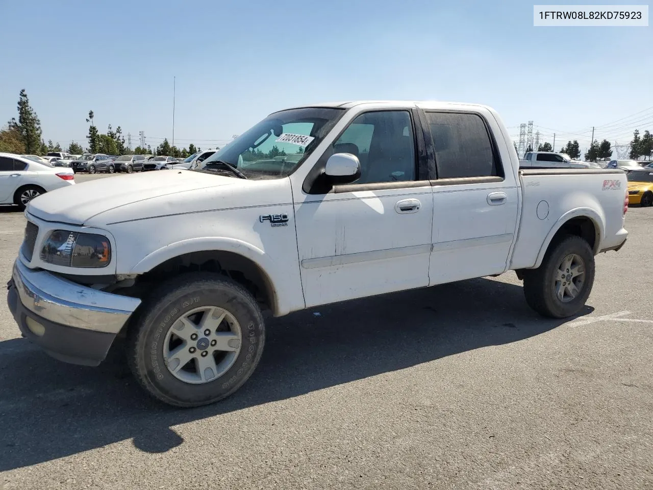 2002 Ford F150 Supercrew VIN: 1FTRW08L82KD75923 Lot: 72031854