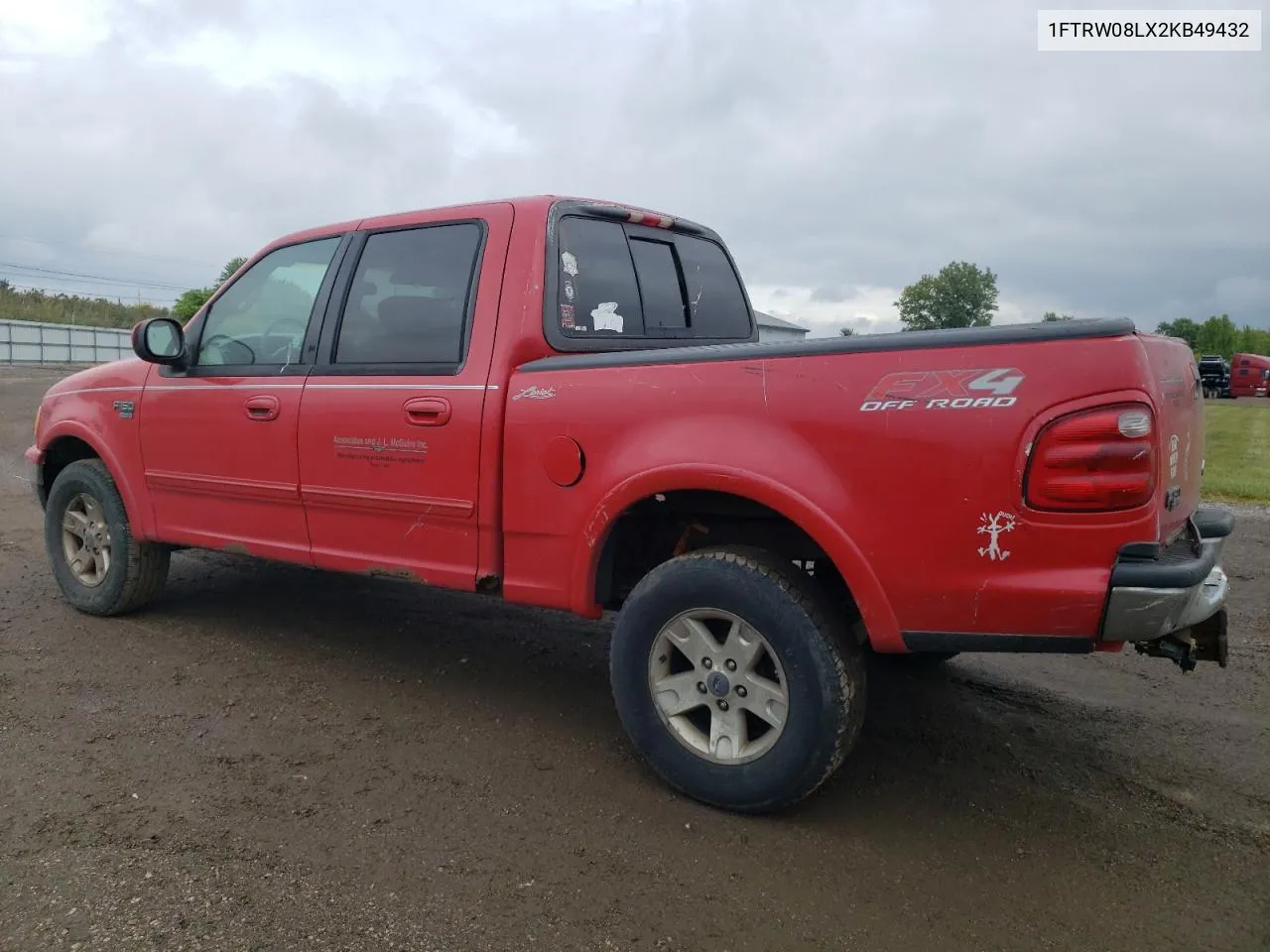 2002 Ford F150 Supercrew VIN: 1FTRW08LX2KB49432 Lot: 72706434