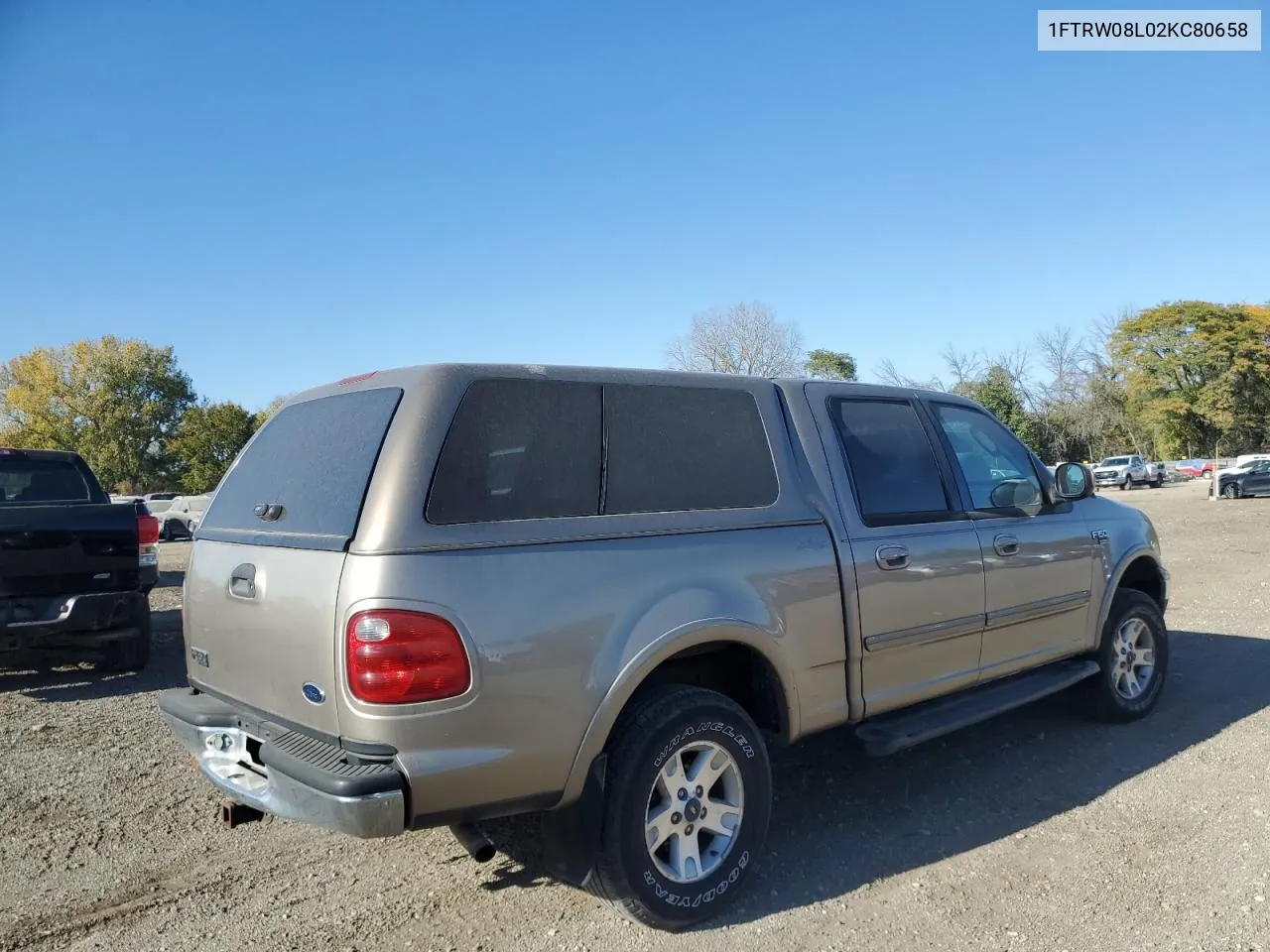 2002 Ford F150 Supercrew VIN: 1FTRW08L02KC80658 Lot: 75859484