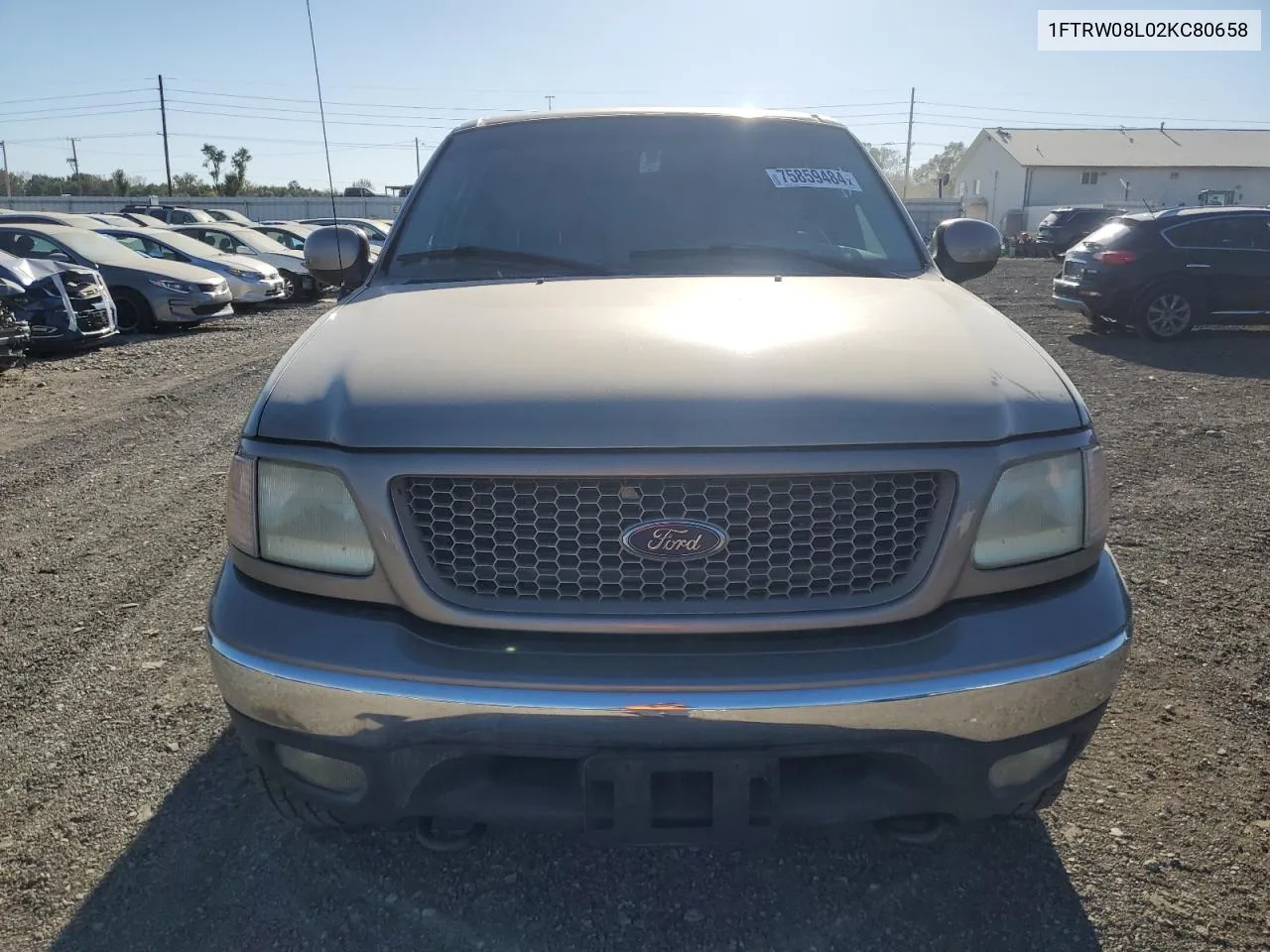 2002 Ford F150 Supercrew VIN: 1FTRW08L02KC80658 Lot: 75859484