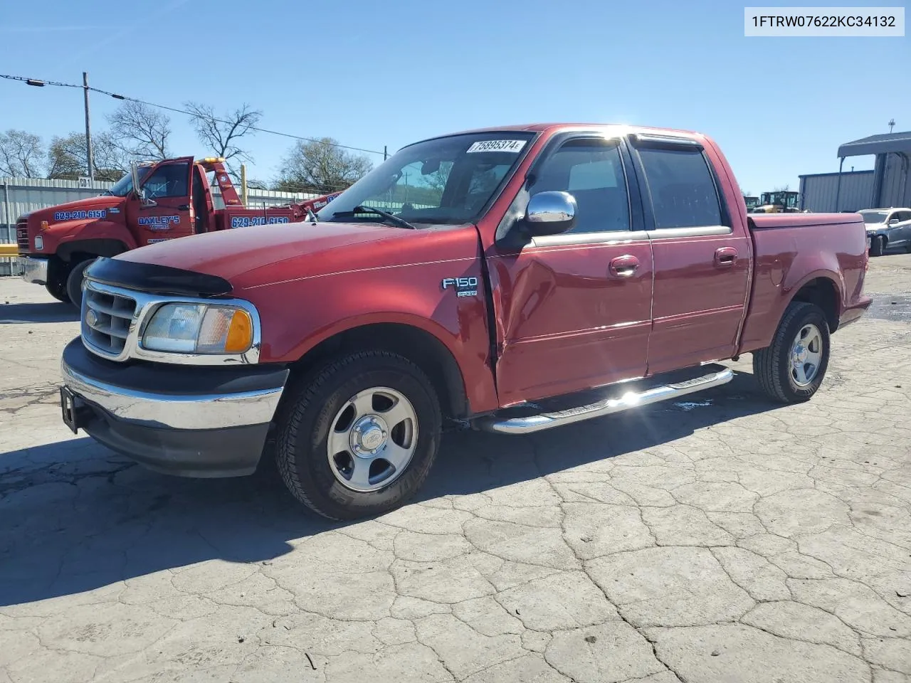 2002 Ford F150 Supercrew VIN: 1FTRW07622KC34132 Lot: 75895374