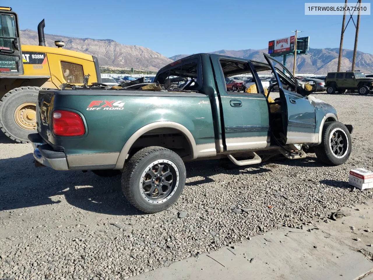 2002 Ford F150 Supercrew VIN: 1FTRW08L62KA72610 Lot: 77478294