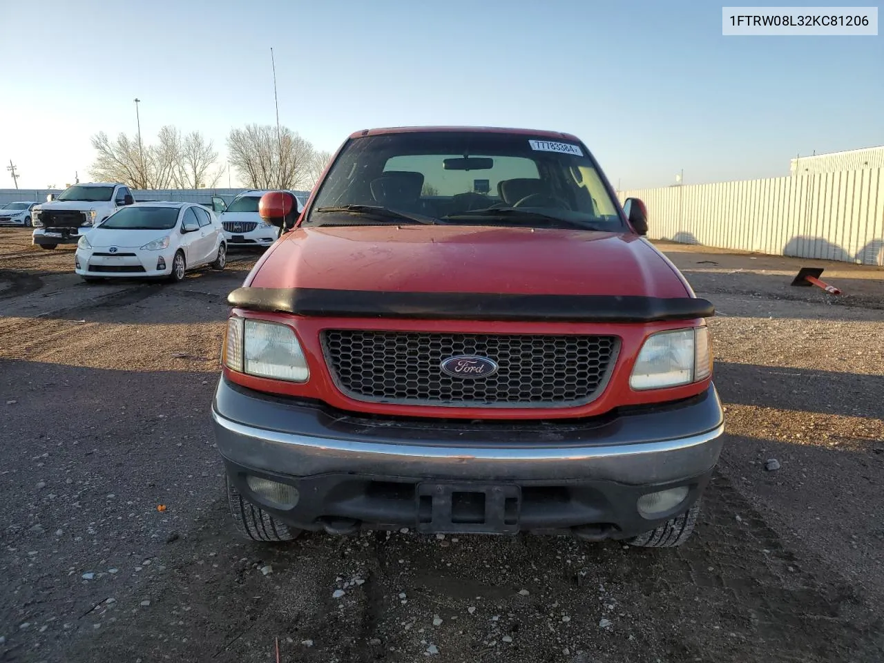 2002 Ford F150 Supercrew VIN: 1FTRW08L32KC81206 Lot: 77783384