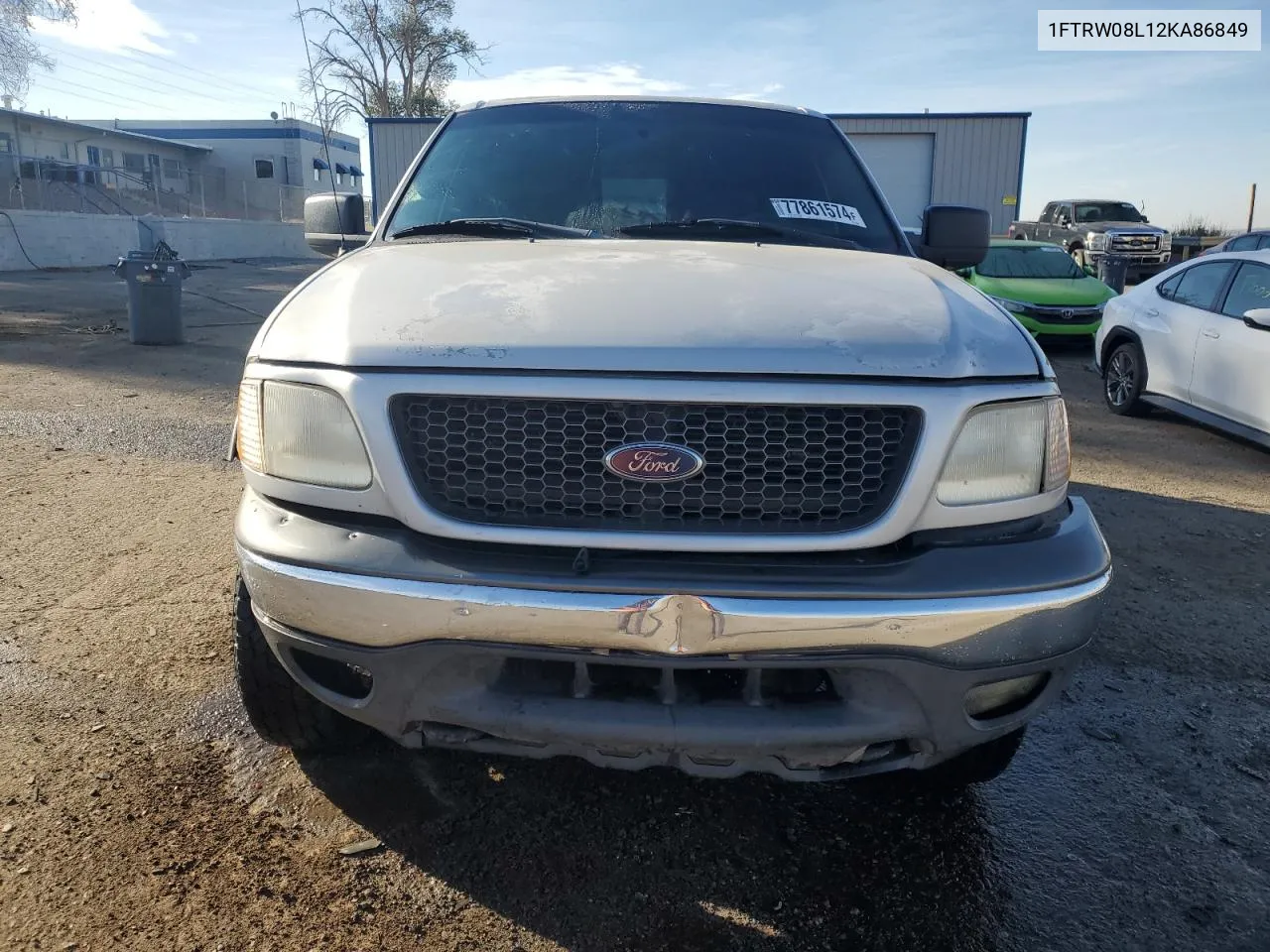 2002 Ford F150 Supercrew VIN: 1FTRW08L12KA86849 Lot: 77861574