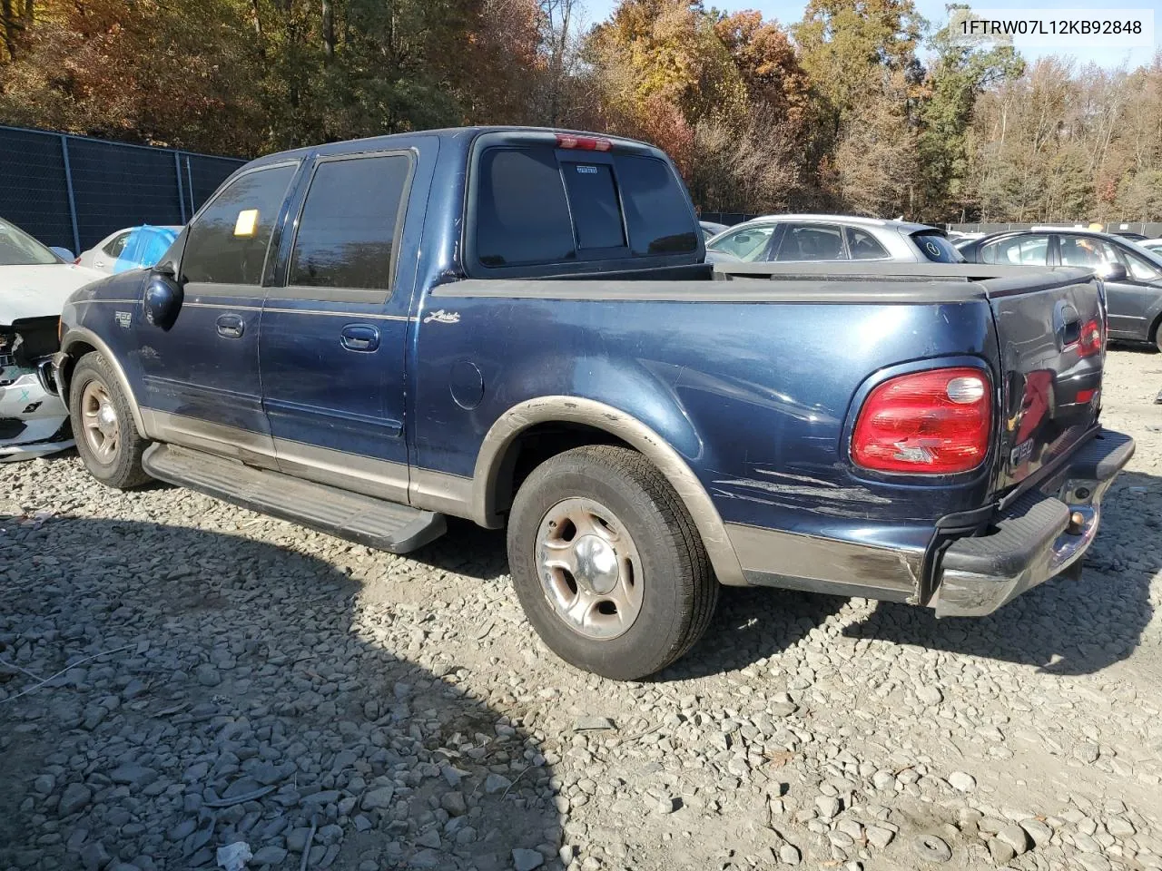 2002 Ford F150 Supercrew VIN: 1FTRW07L12KB92848 Lot: 78141804