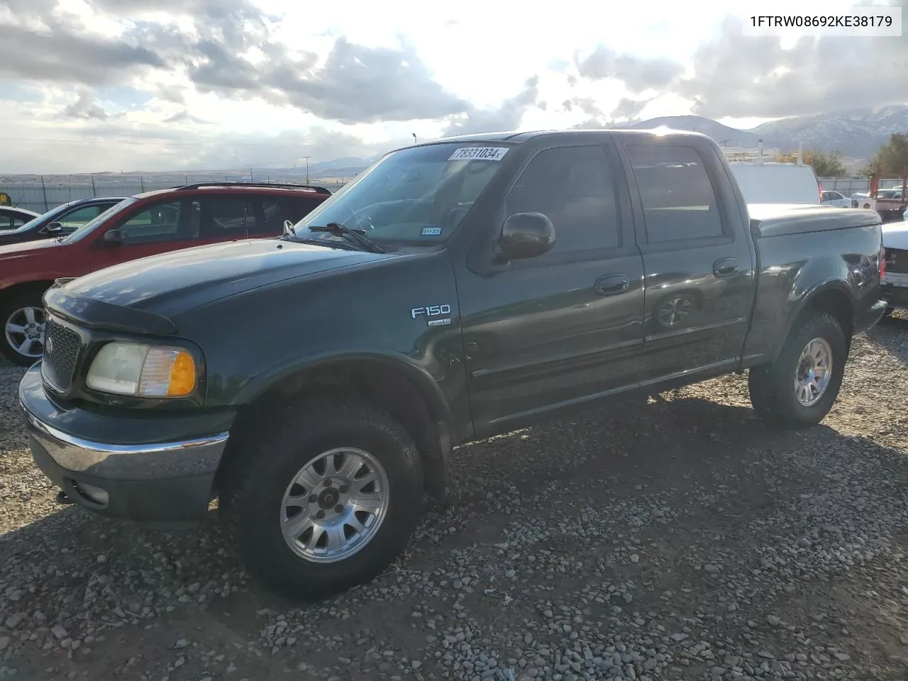 2002 Ford F150 Supercrew VIN: 1FTRW08692KE38179 Lot: 78331034