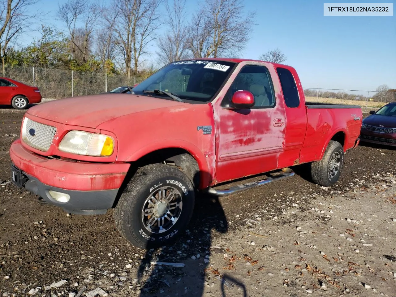 2002 Ford F150 VIN: 1FTRX18L02NA35232 Lot: 78961754