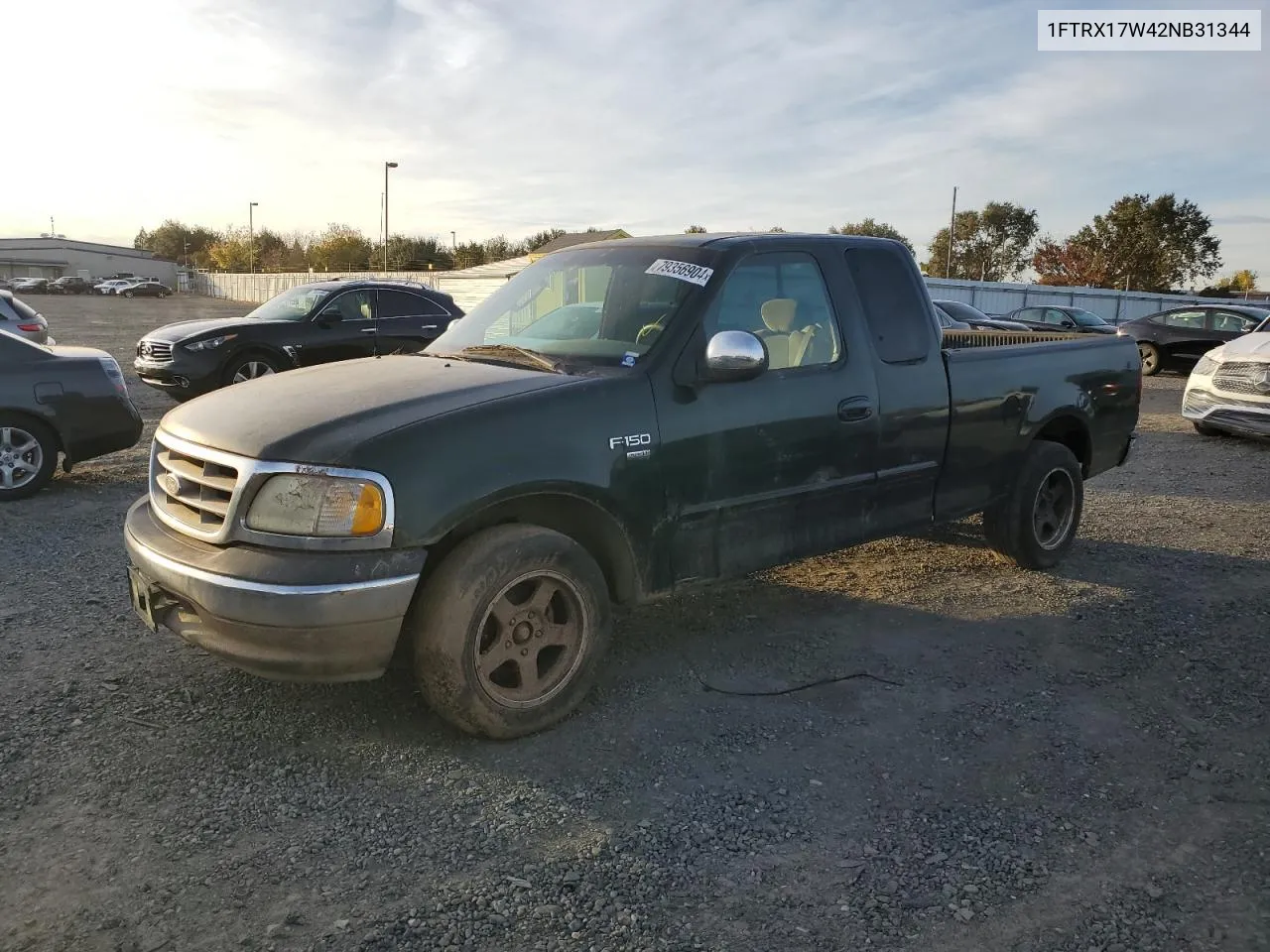 2002 Ford F150 VIN: 1FTRX17W42NB31344 Lot: 79356904