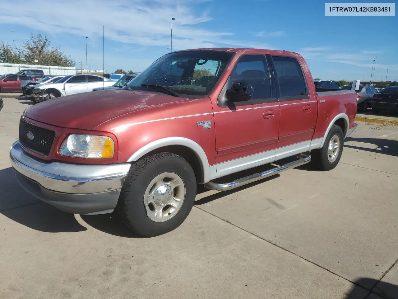 2002 Ford F150 Supercrew VIN: 1FTRW07L42KB83481 Lot: 79742494