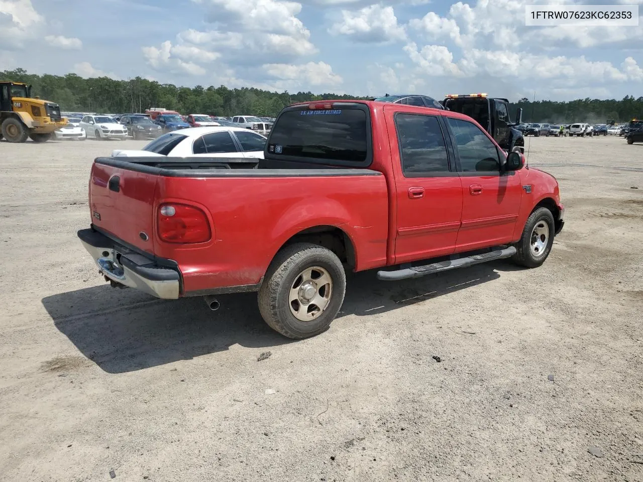 2003 Ford F150 Supercrew VIN: 1FTRW07623KC62353 Lot: 63618214