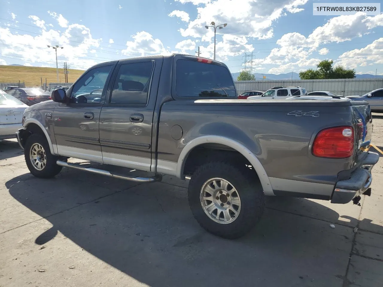 2003 Ford F150 Supercrew VIN: 1FTRW08L83KB27589 Lot: 67980694