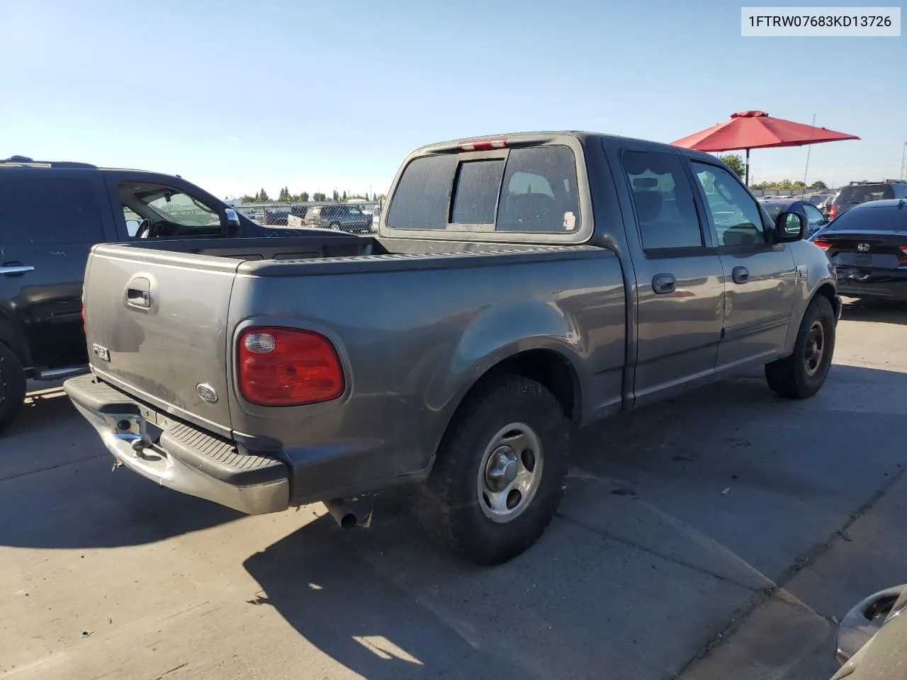 2003 Ford F150 Supercrew VIN: 1FTRW07683KD13726 Lot: 70415074