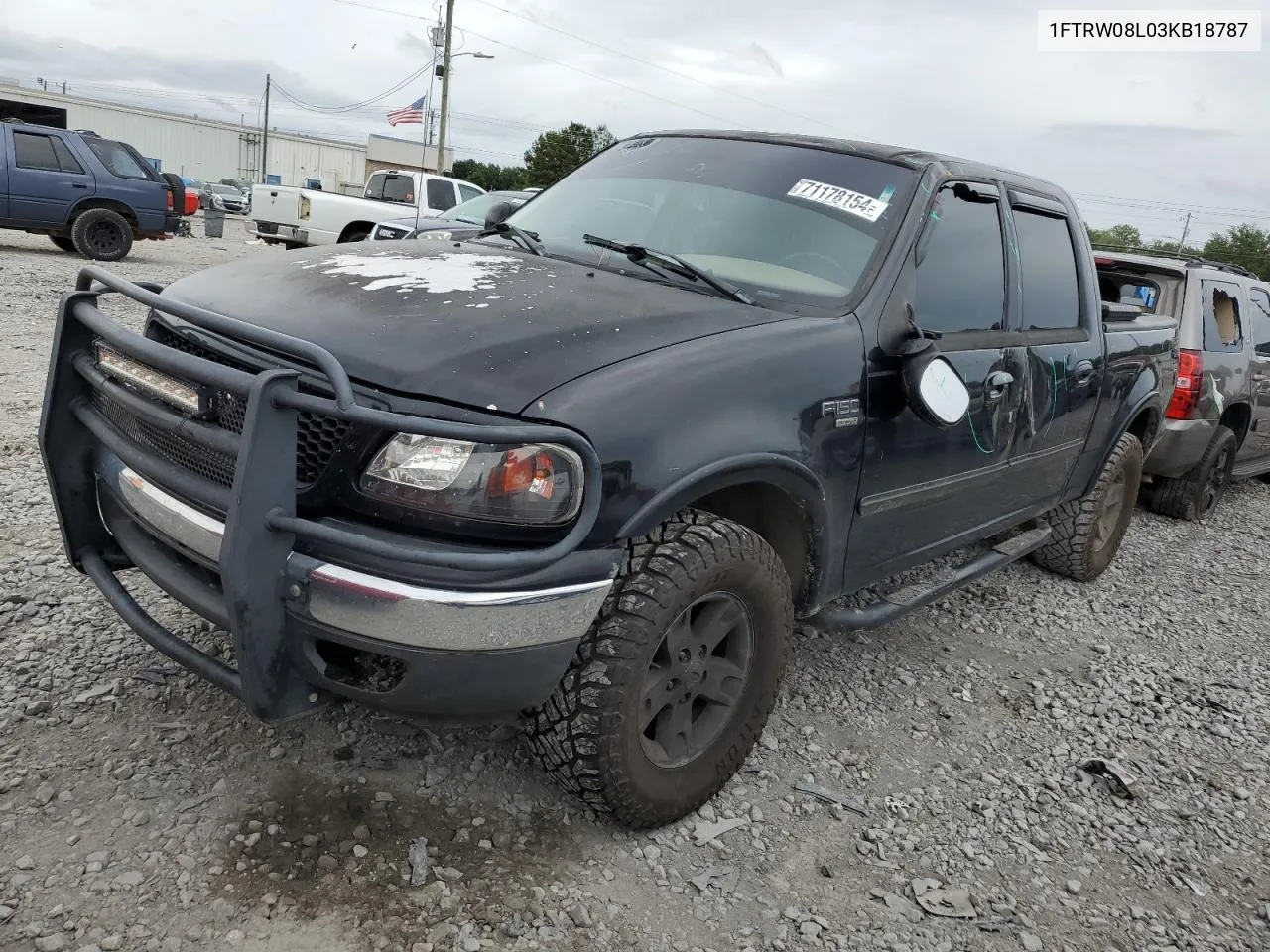 2003 Ford F150 Supercrew VIN: 1FTRW08L03KB18787 Lot: 71178154