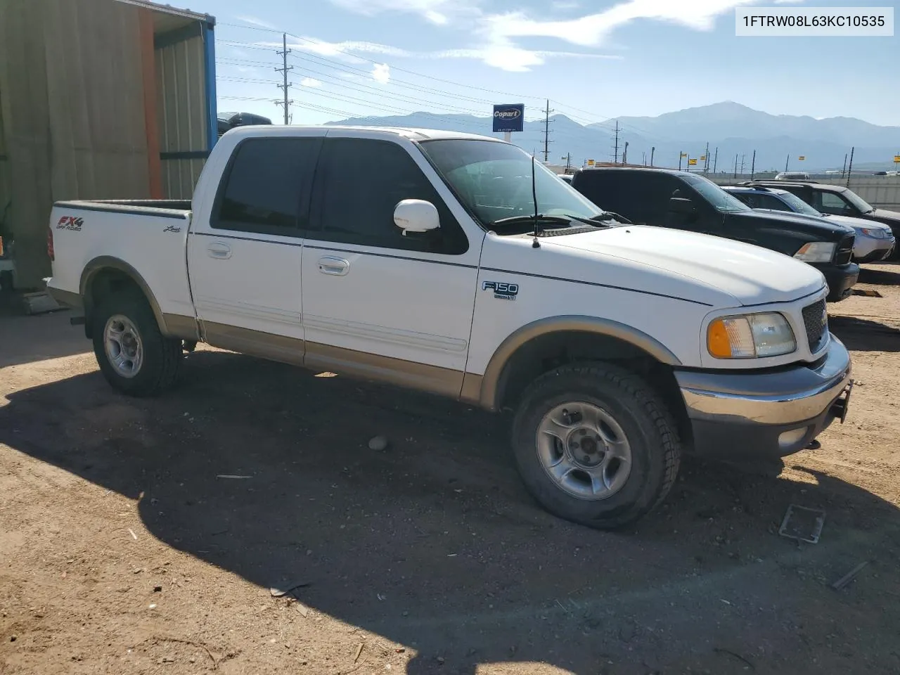 2003 Ford F150 Supercrew VIN: 1FTRW08L63KC10535 Lot: 71598504