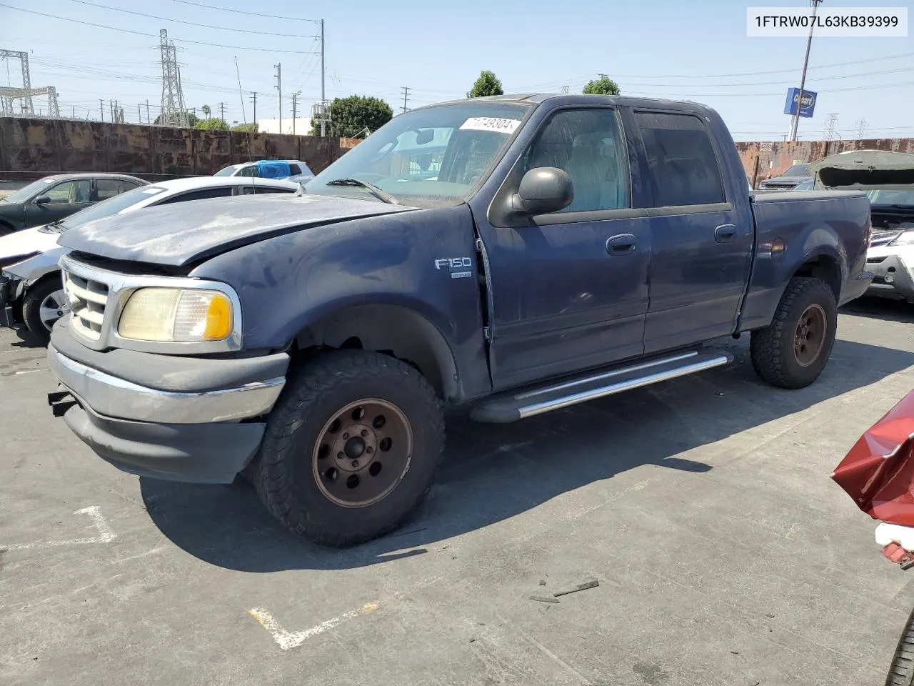 2003 Ford F150 Supercrew VIN: 1FTRW07L63KB39399 Lot: 71749304