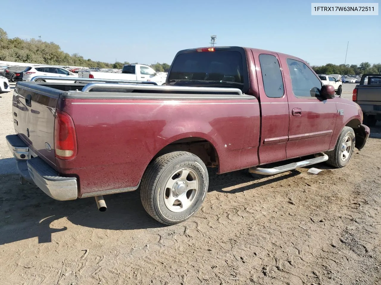 2003 Ford F150 VIN: 1FTRX17W63NA72511 Lot: 75218384