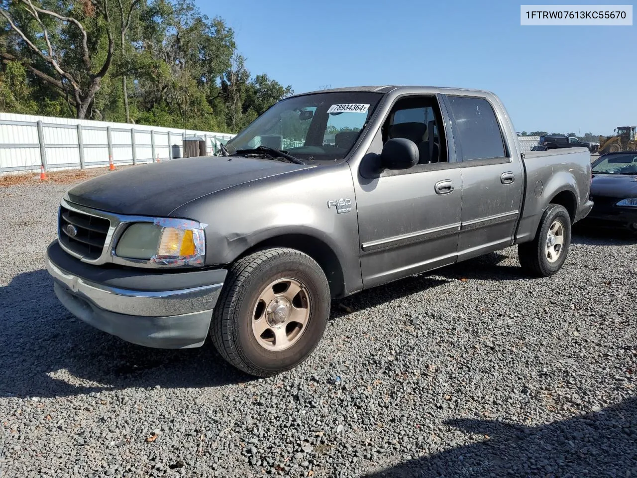 2003 Ford F150 Supercrew VIN: 1FTRW07613KC55670 Lot: 78934364