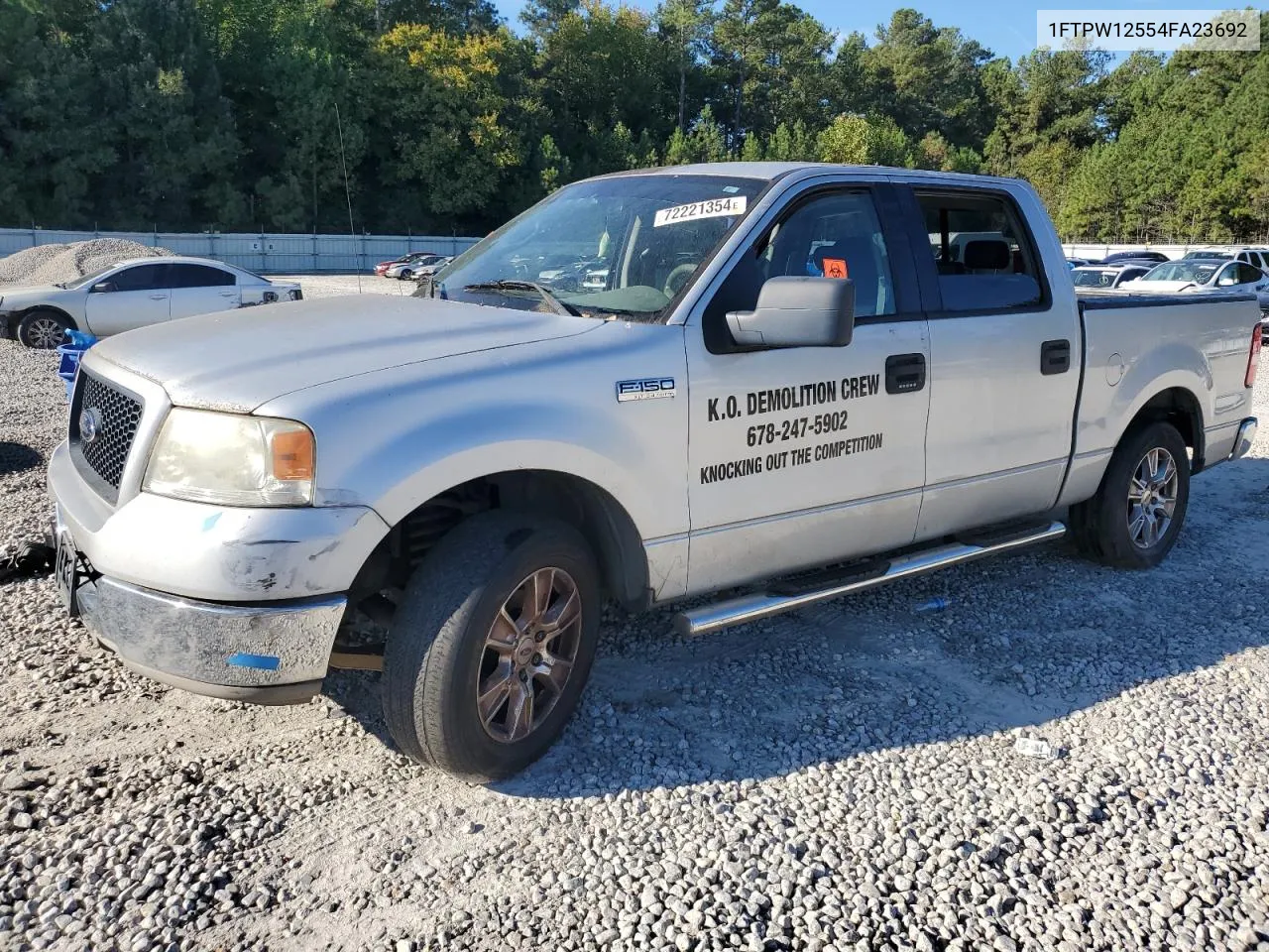 2004 Ford F150 Supercrew VIN: 1FTPW12554FA23692 Lot: 72221354