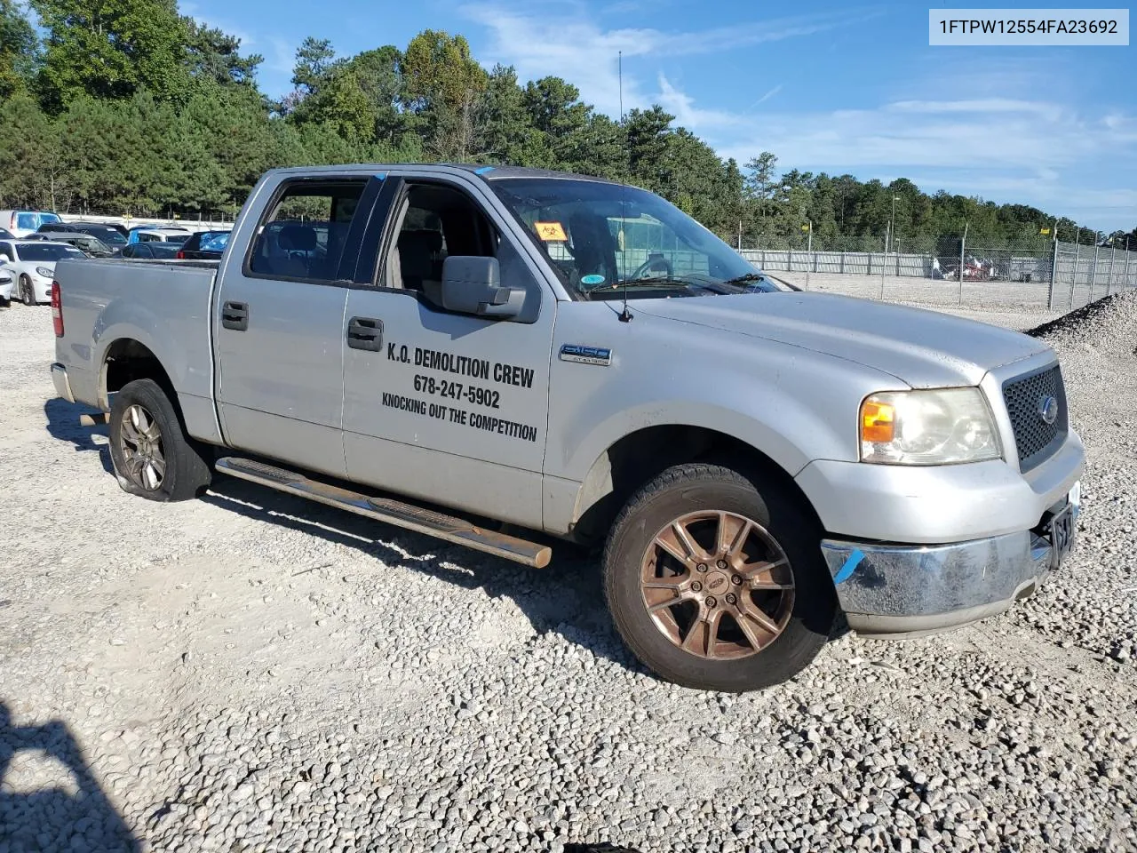 2004 Ford F150 Supercrew VIN: 1FTPW12554FA23692 Lot: 72221354