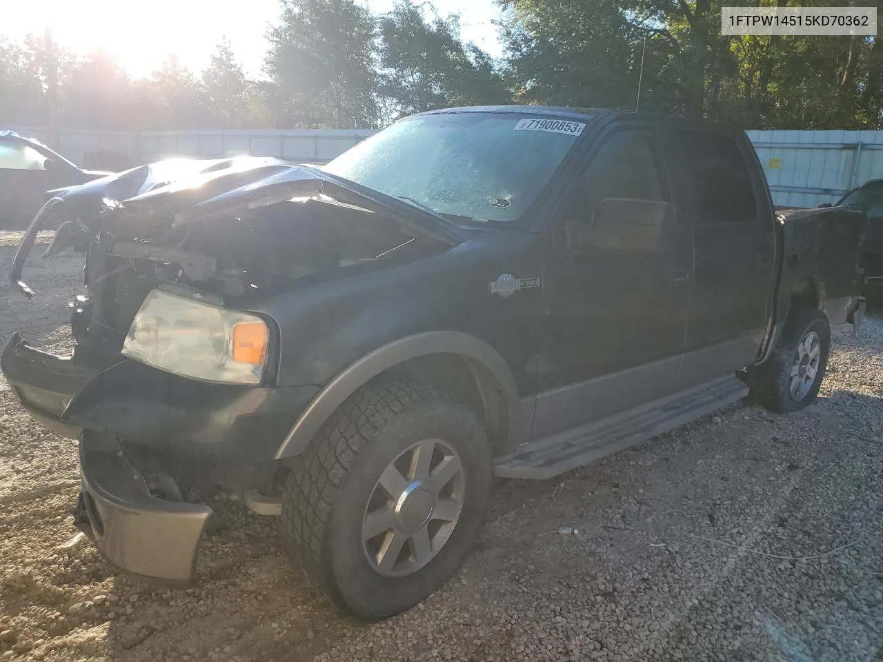 2005 Ford F150 Supercrew VIN: 1FTPW14515KD70362 Lot: 66648784