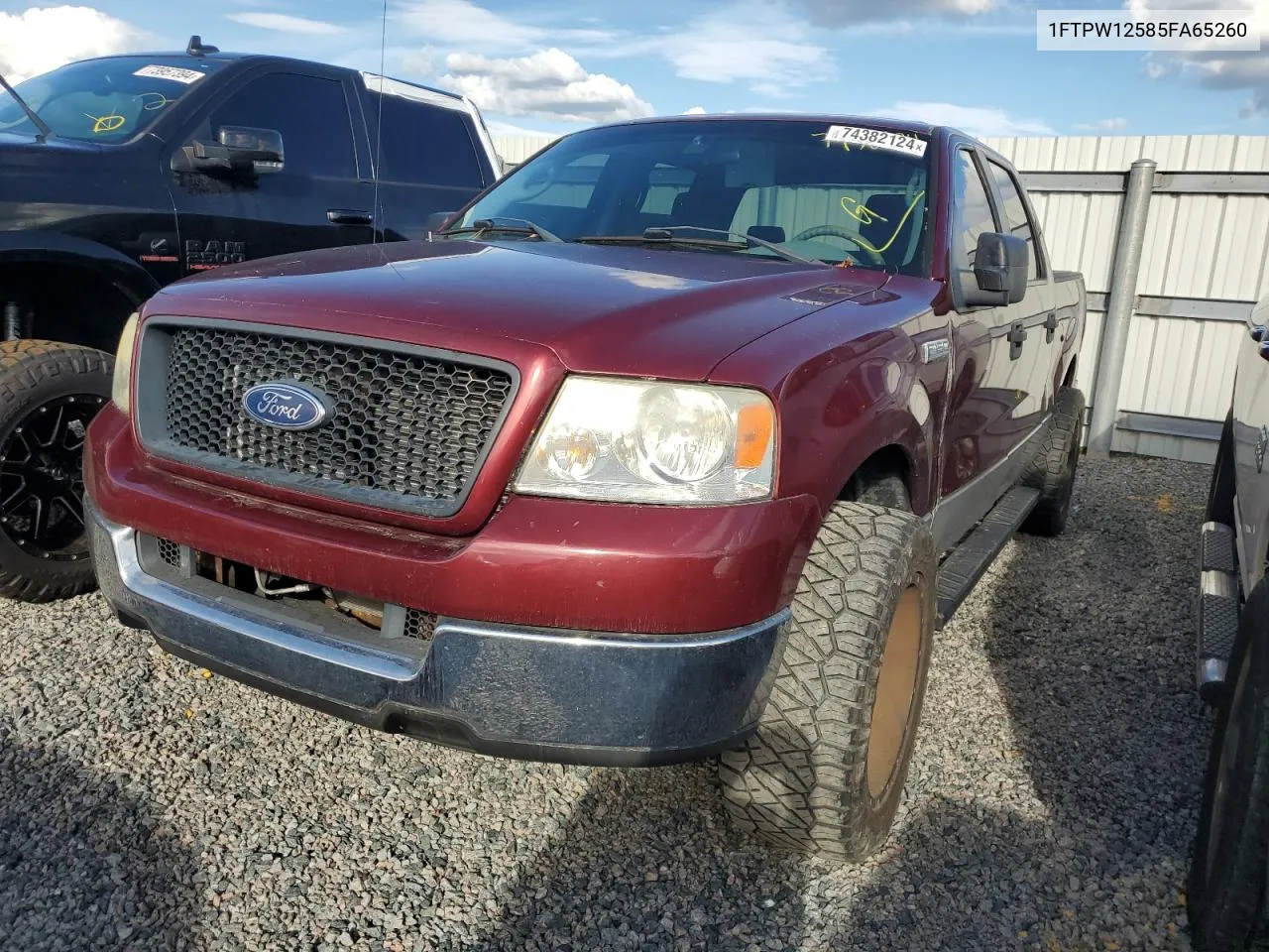 2005 Ford F150 Supercrew VIN: 1FTPW12585FA65260 Lot: 74382124