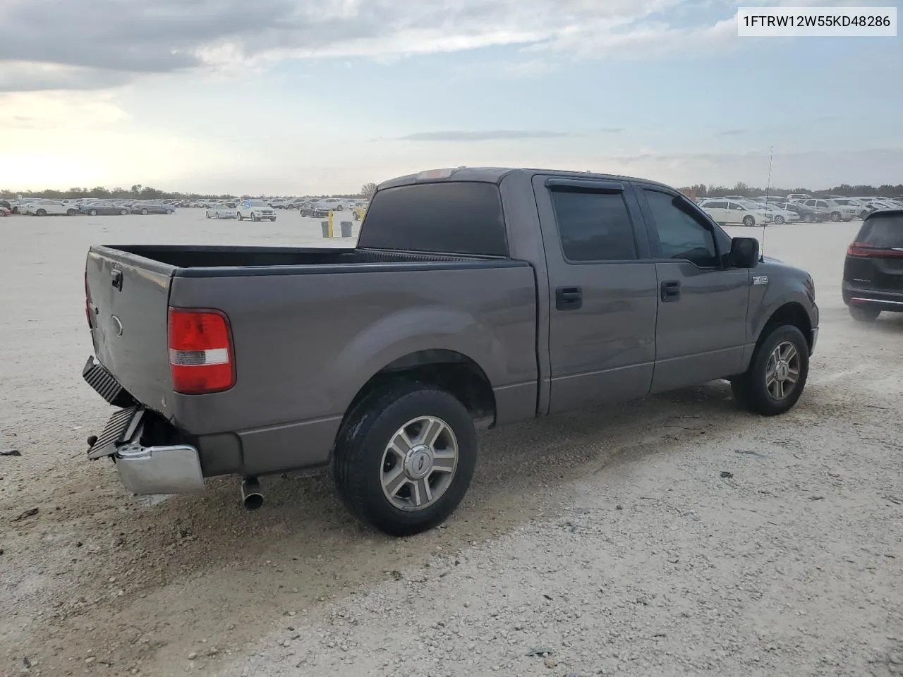 2005 Ford F150 Supercrew VIN: 1FTRW12W55KD48286 Lot: 74997564