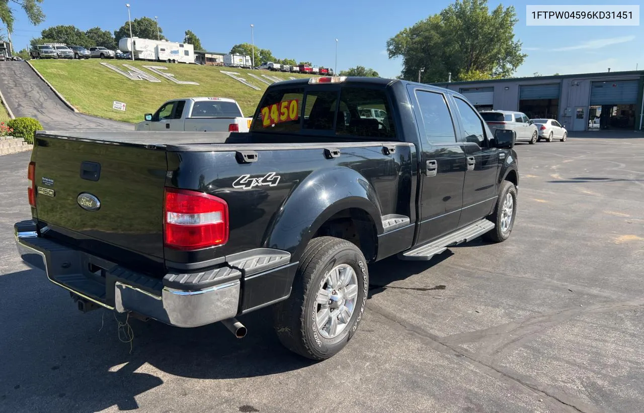 2006 Ford F150 VIN: 1FTPW04596KD31451 Lot: 70595234