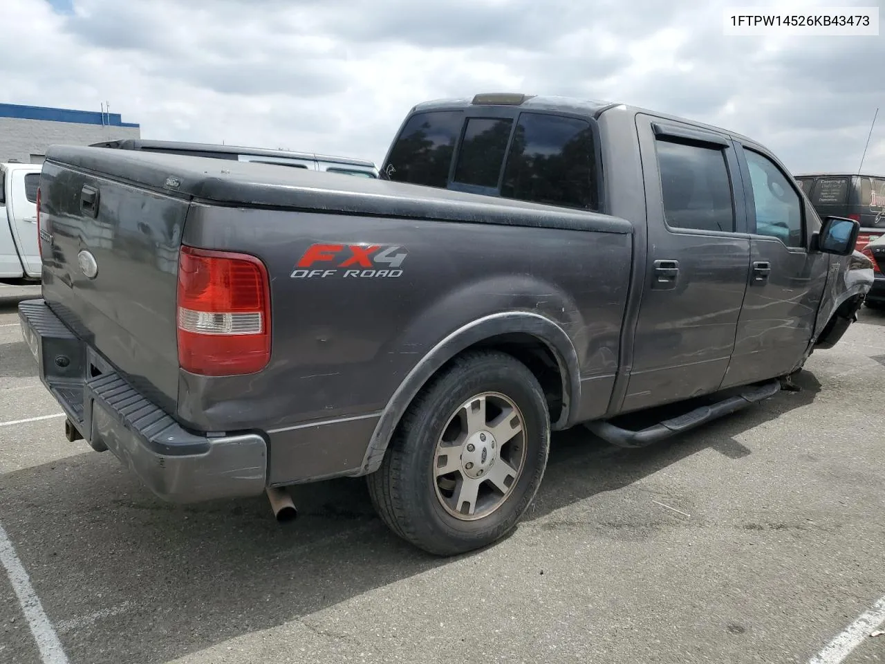 2006 Ford F150 Supercrew VIN: 1FTPW14526KB43473 Lot: 72281974