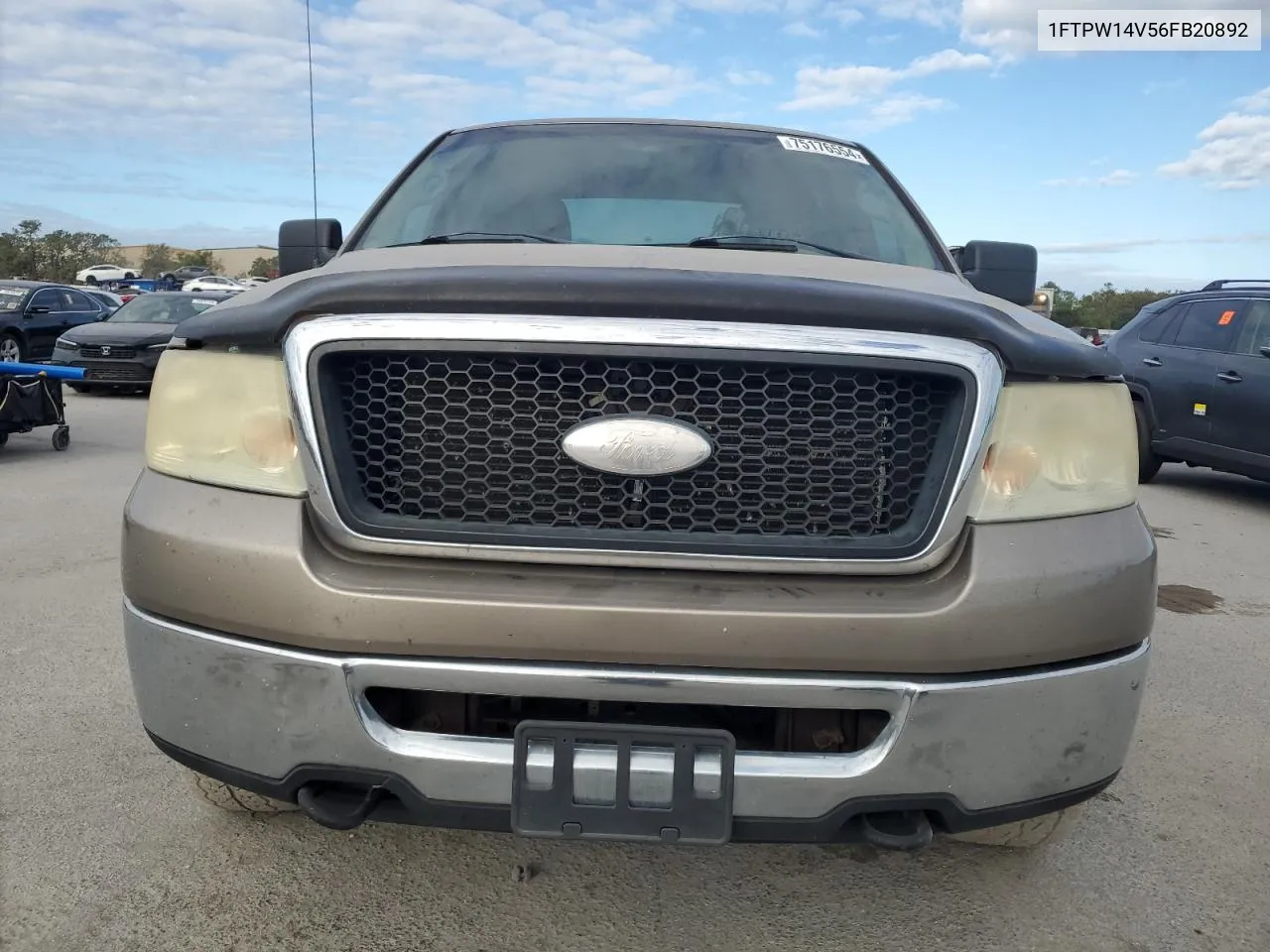 2006 Ford F150 Supercrew VIN: 1FTPW14V56FB20892 Lot: 75176554