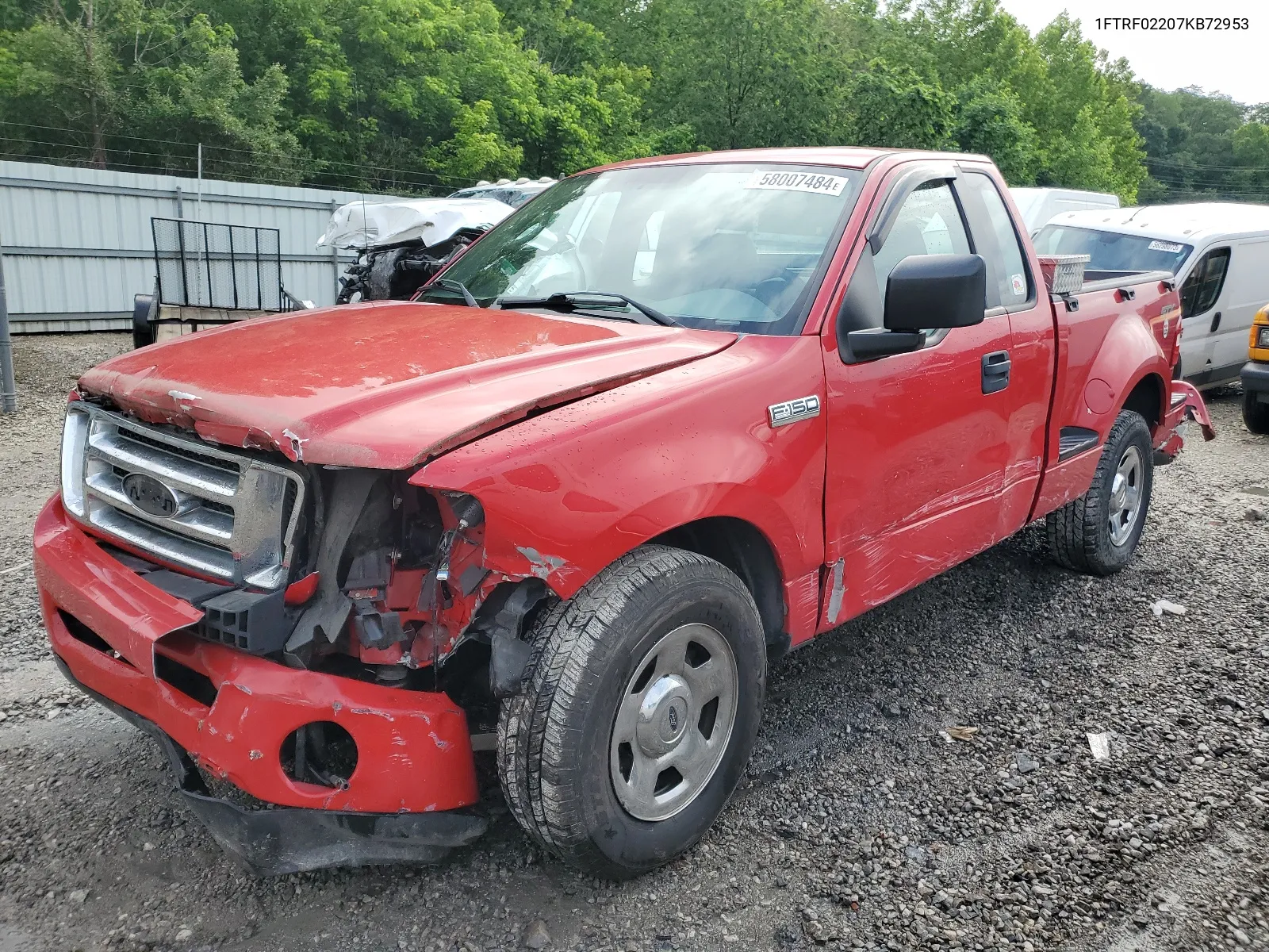 2007 Ford F150 VIN: 1FTRF02207KB72953 Lot: 58007484