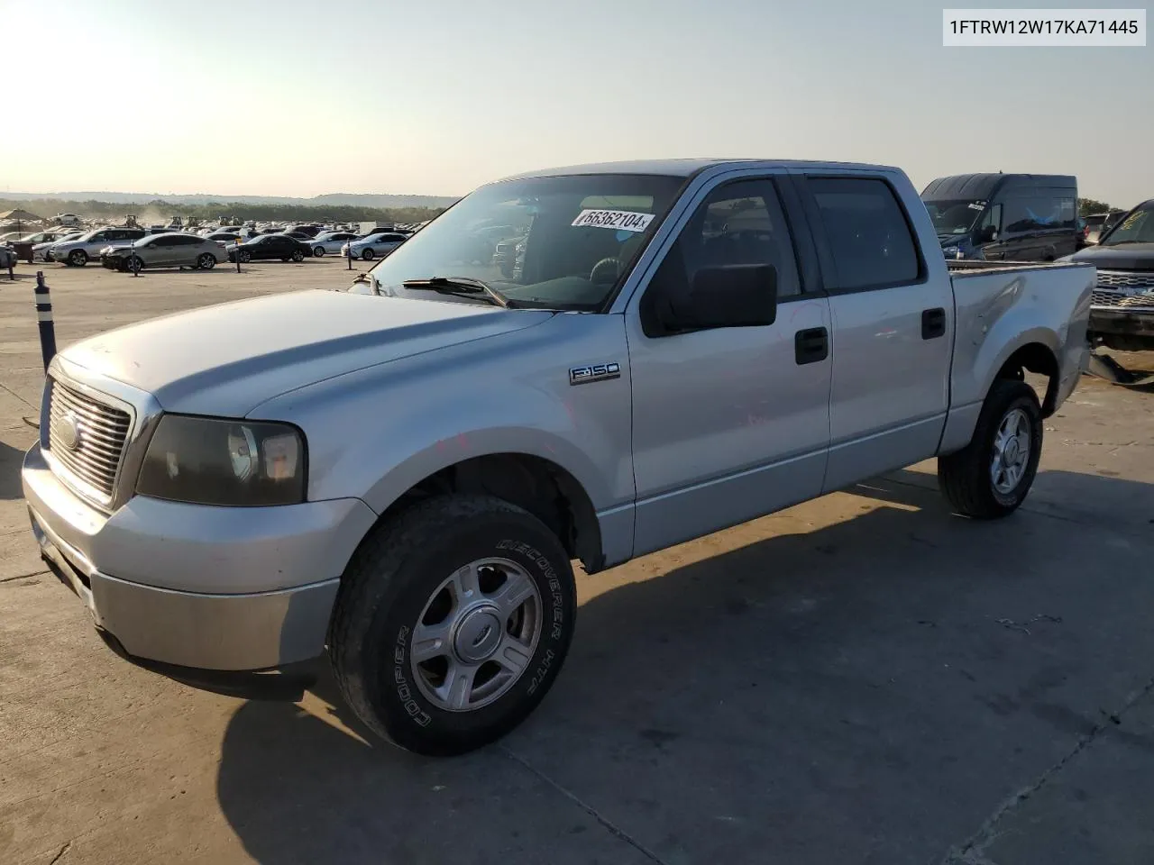 2007 Ford F150 Supercrew VIN: 1FTRW12W17KA71445 Lot: 66362104