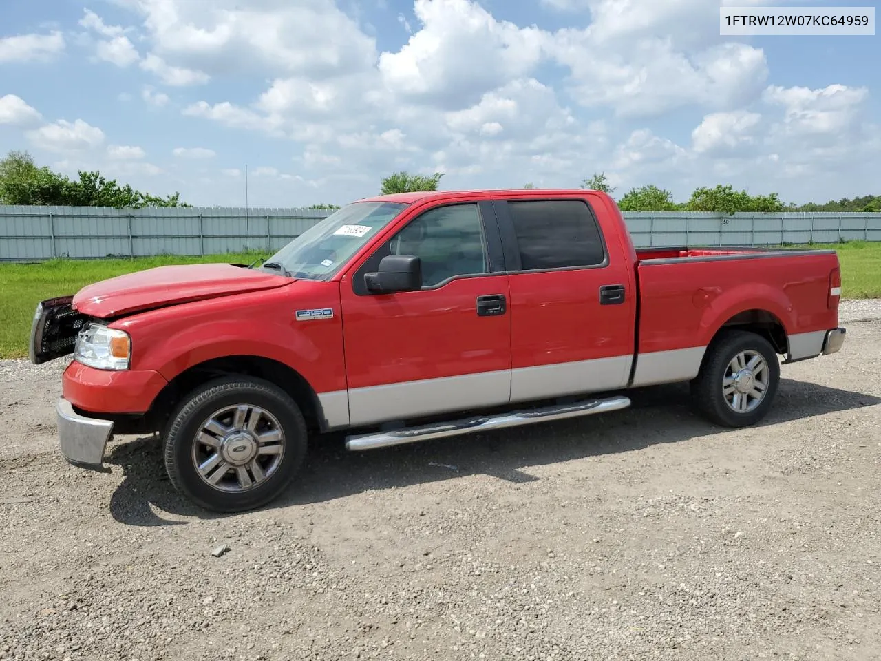 2007 Ford F150 Supercrew VIN: 1FTRW12W07KC64959 Lot: 71565924