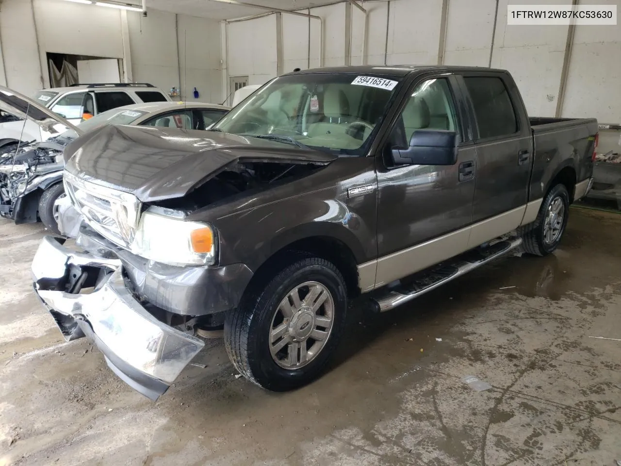 2007 Ford F150 Supercrew VIN: 1FTRW12W87KC53630 Lot: 72037674