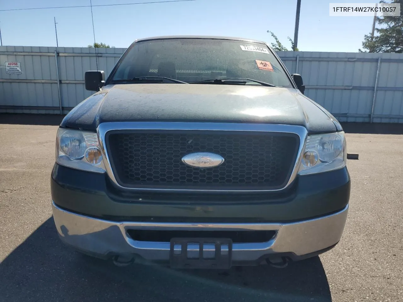 2007 Ford F150 VIN: 1FTRF14W27KC10057 Lot: 72533404