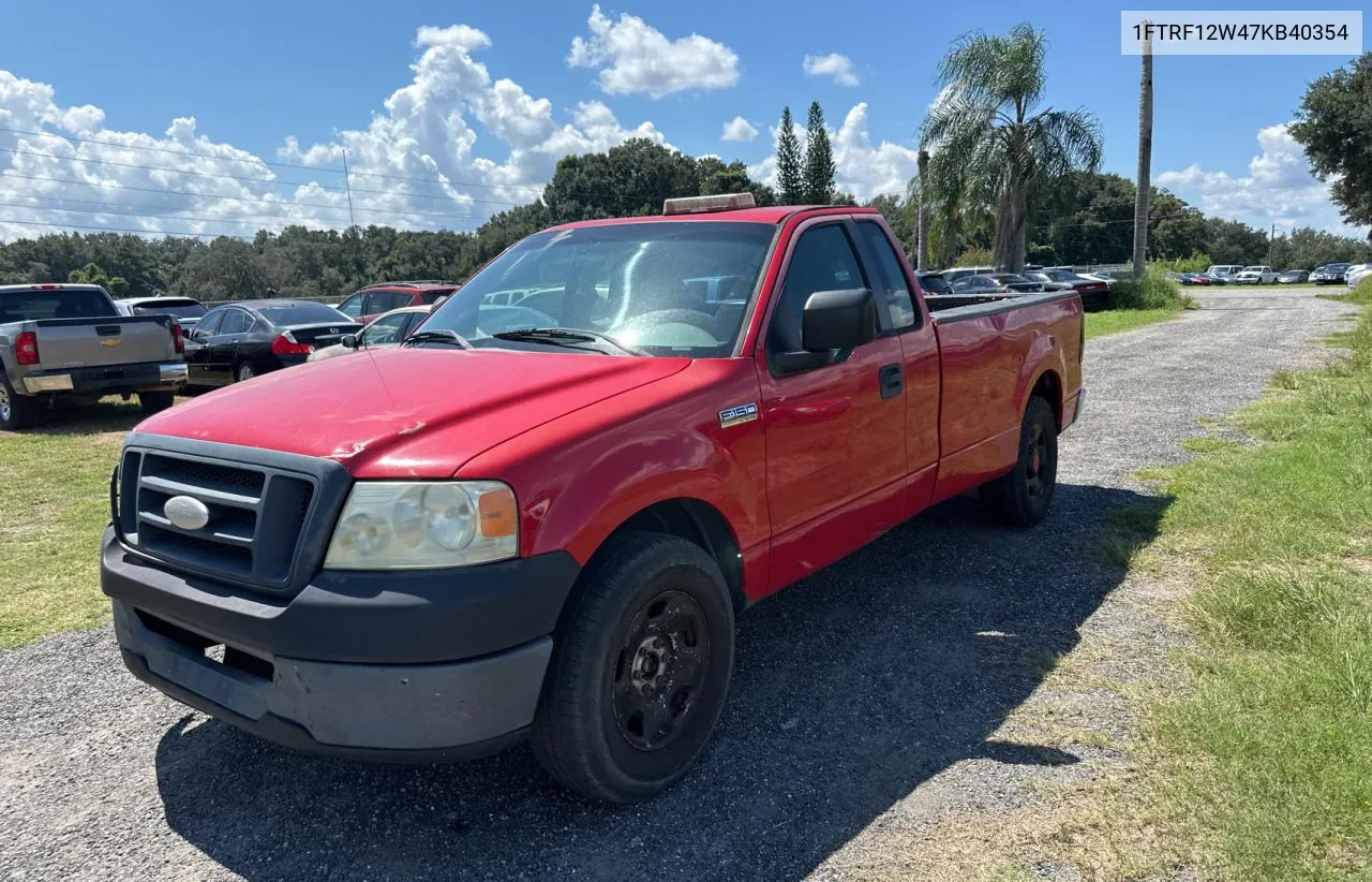 2007 Ford F150 VIN: 1FTRF12W47KB40354 Lot: 72602404