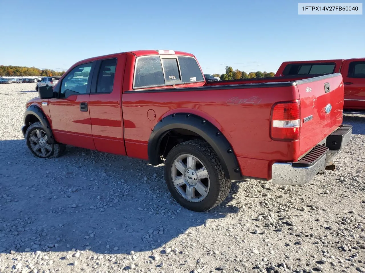 2007 Ford F150 VIN: 1FTPX14V27FB60040 Lot: 76023764