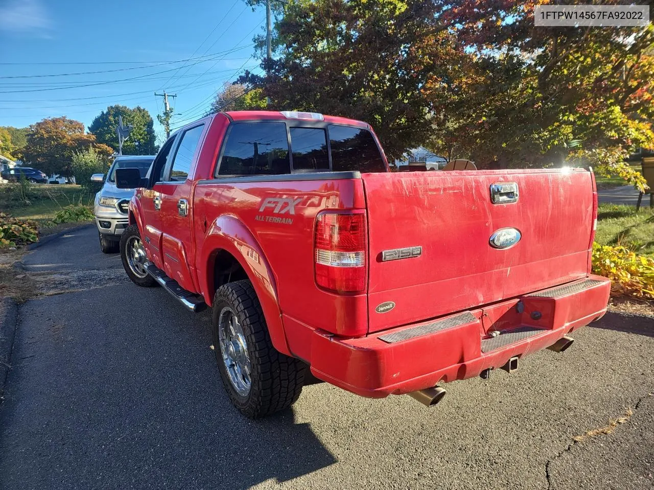 2007 Ford F150 Supercrew VIN: 1FTPW14567FA92022 Lot: 76174394