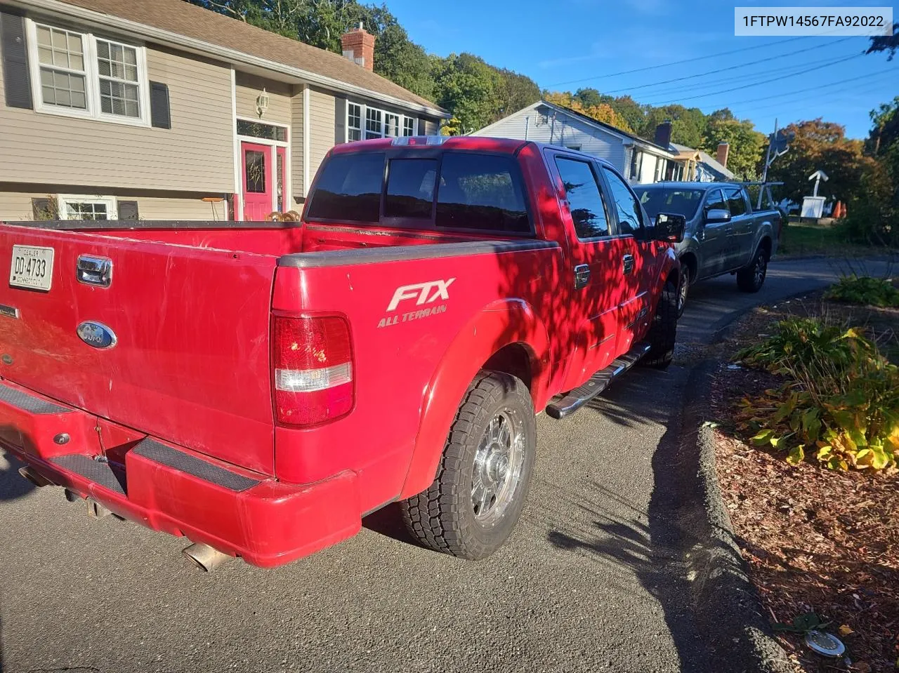 2007 Ford F150 Supercrew VIN: 1FTPW14567FA92022 Lot: 76174394