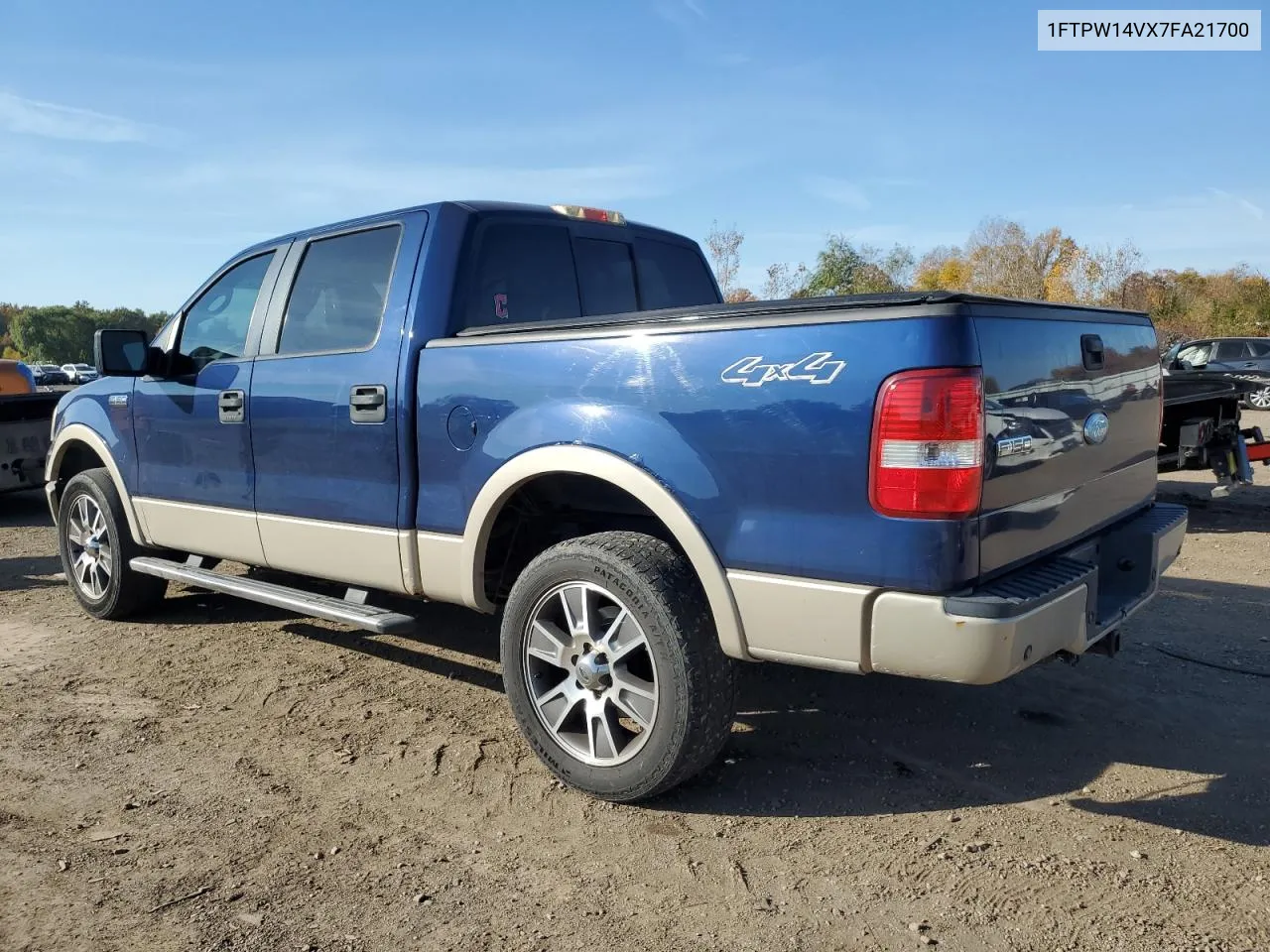 2007 Ford F150 Supercrew VIN: 1FTPW14VX7FA21700 Lot: 76235154