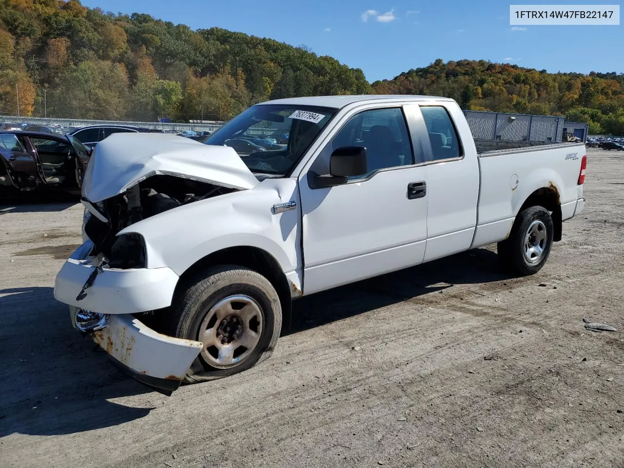 2007 Ford F150 VIN: 1FTRX14W47FB22147 Lot: 76377994