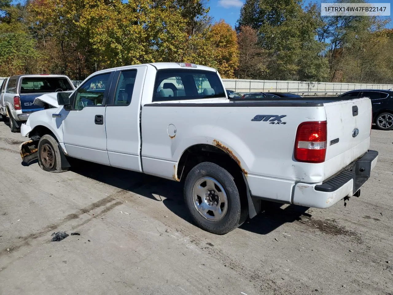 2007 Ford F150 VIN: 1FTRX14W47FB22147 Lot: 76377994