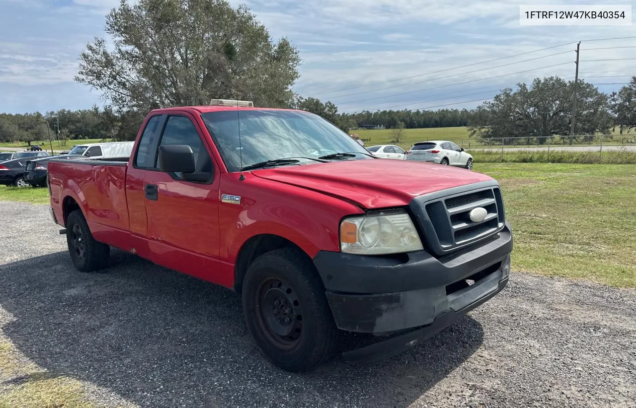 2007 Ford F150 VIN: 1FTRF12W47KB40354 Lot: 76802094