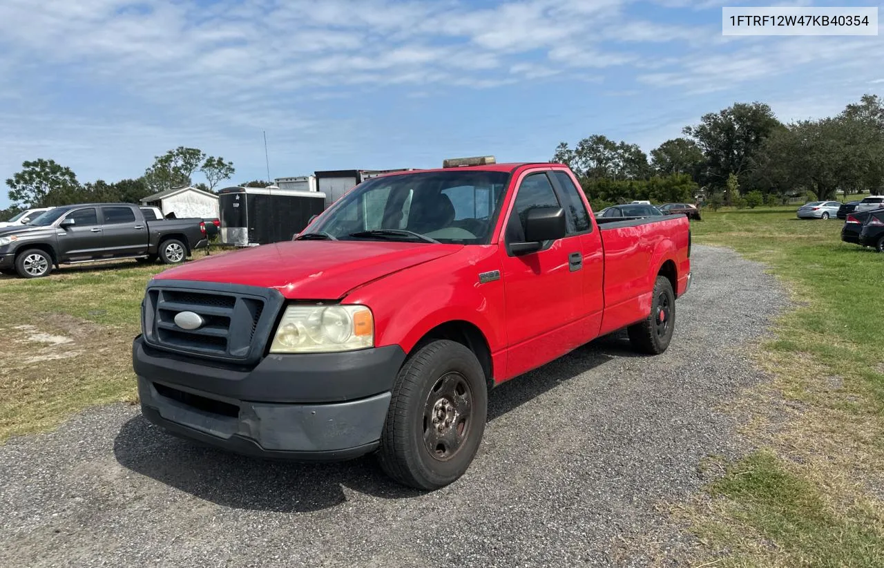 2007 Ford F150 VIN: 1FTRF12W47KB40354 Lot: 76802094