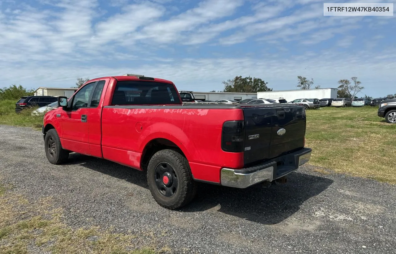 2007 Ford F150 VIN: 1FTRF12W47KB40354 Lot: 76802094